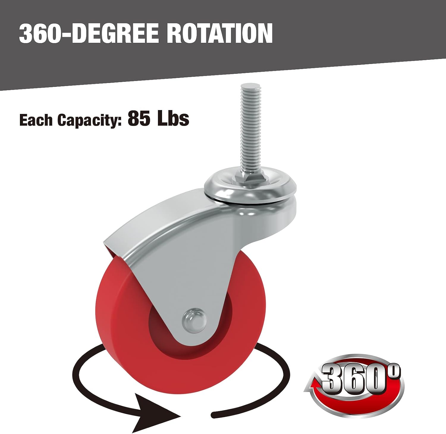 BIG RED ATR6551-6PB – Juego de 6 ruedas giratorias de 360 grados resistentes para montaje en poste de carrito de servicio de enredadera, carrito