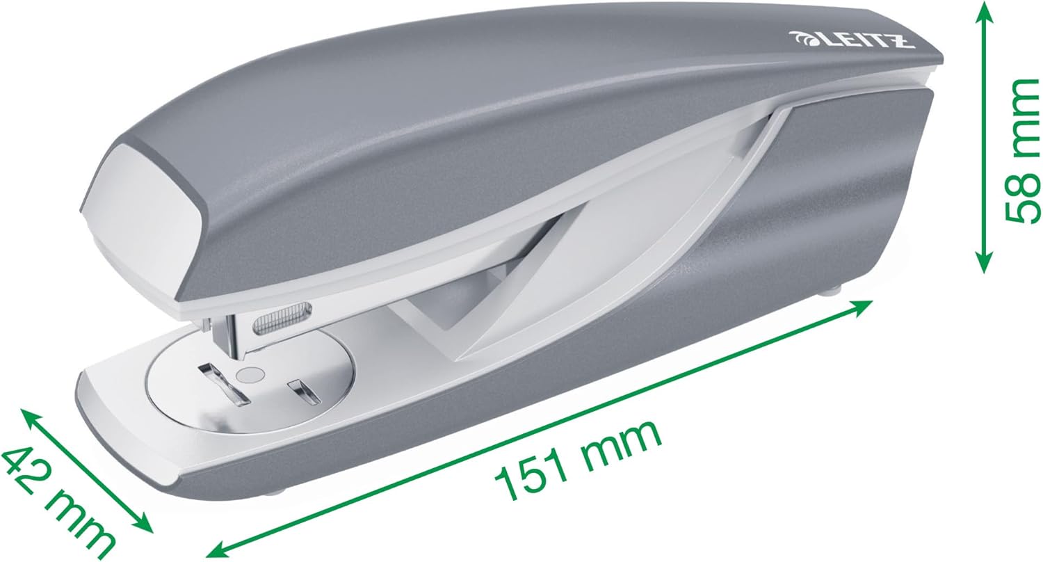 Leitz Grapadora, capacidad para 30 hojas, cuerpo metálico ergonómico, incluye grapas, rango Wow, 55021001 – Negro