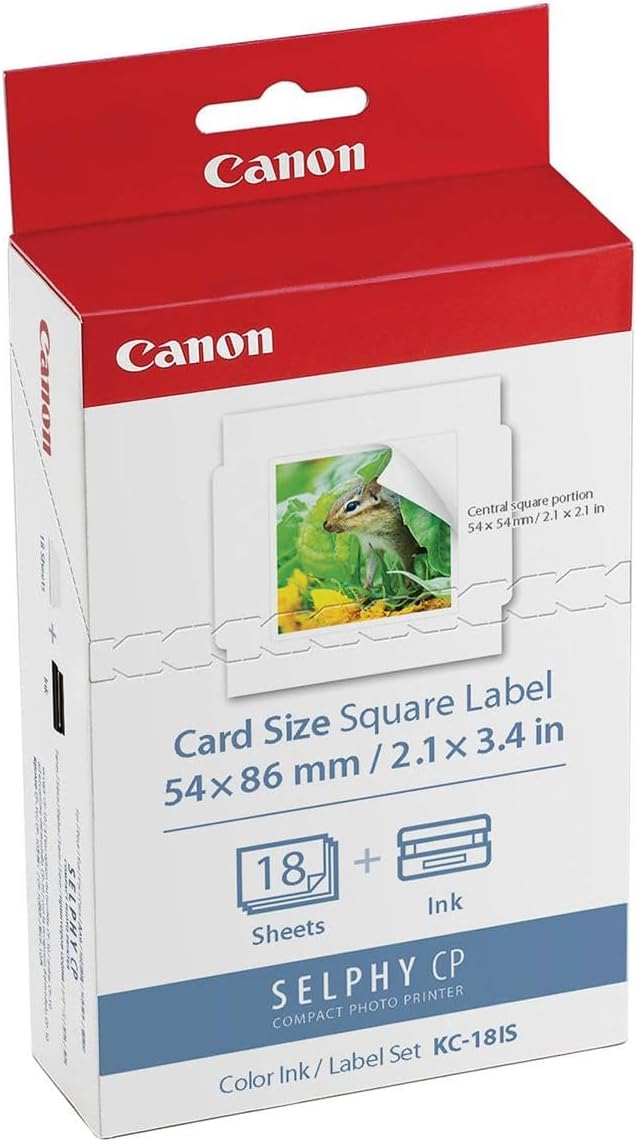Canon KC-18IS – Juego de tinta y papel para impresora fotográfica SELPHY CP900CP910, 18 hojas, 2 unidades