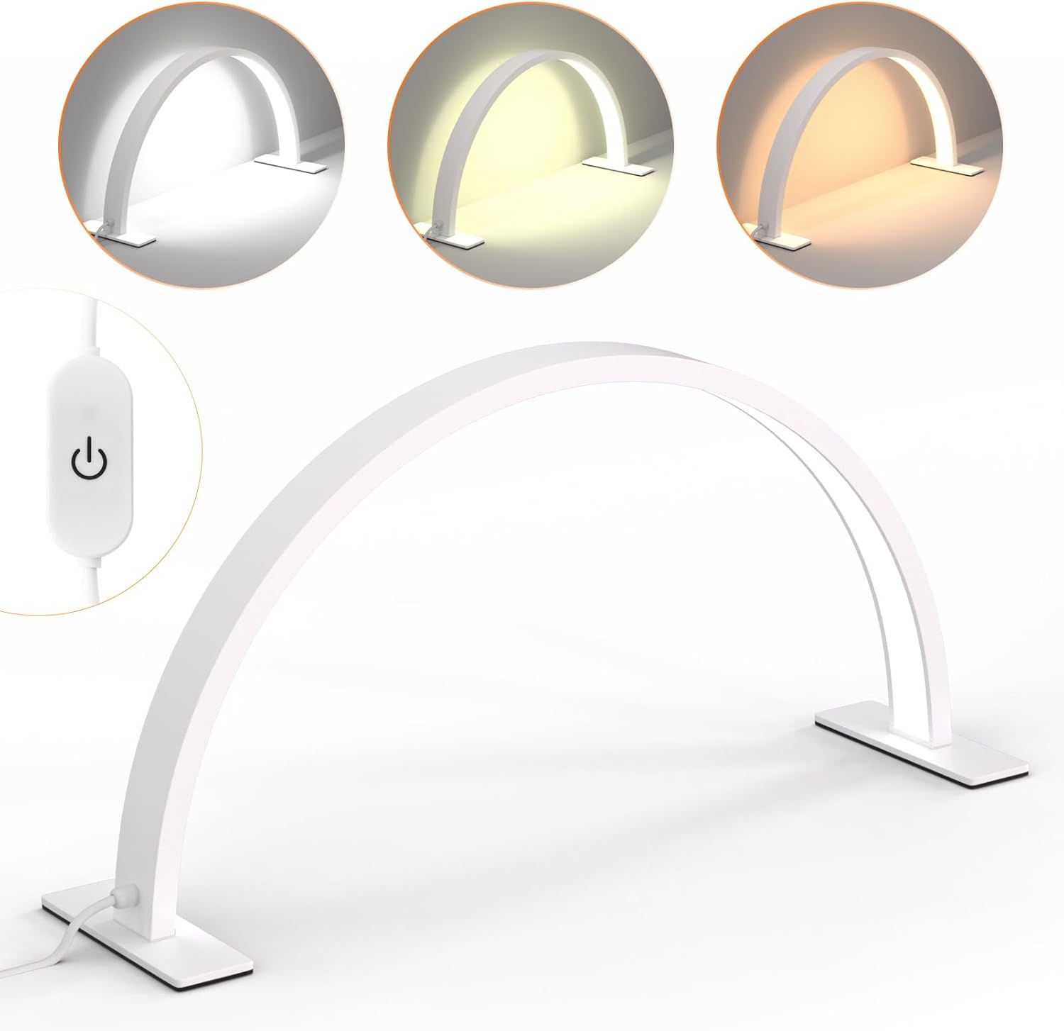 GHWMYD Luz de media luna para escritorio de uñas, luz de pestañas, lámpara de tecnología de uñas, lámpara de mesa de media luna, lámpara de
