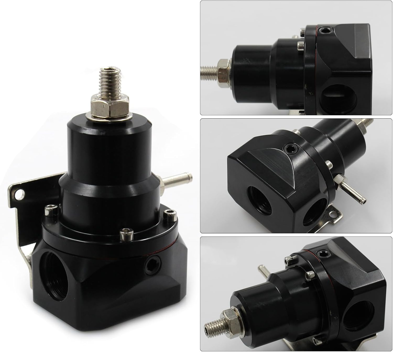 LVOUP Regulador de presión de combustible negro, kit de regulador de presión de combustible ajustable AN10 y AN6  calibre 0-160PSI
