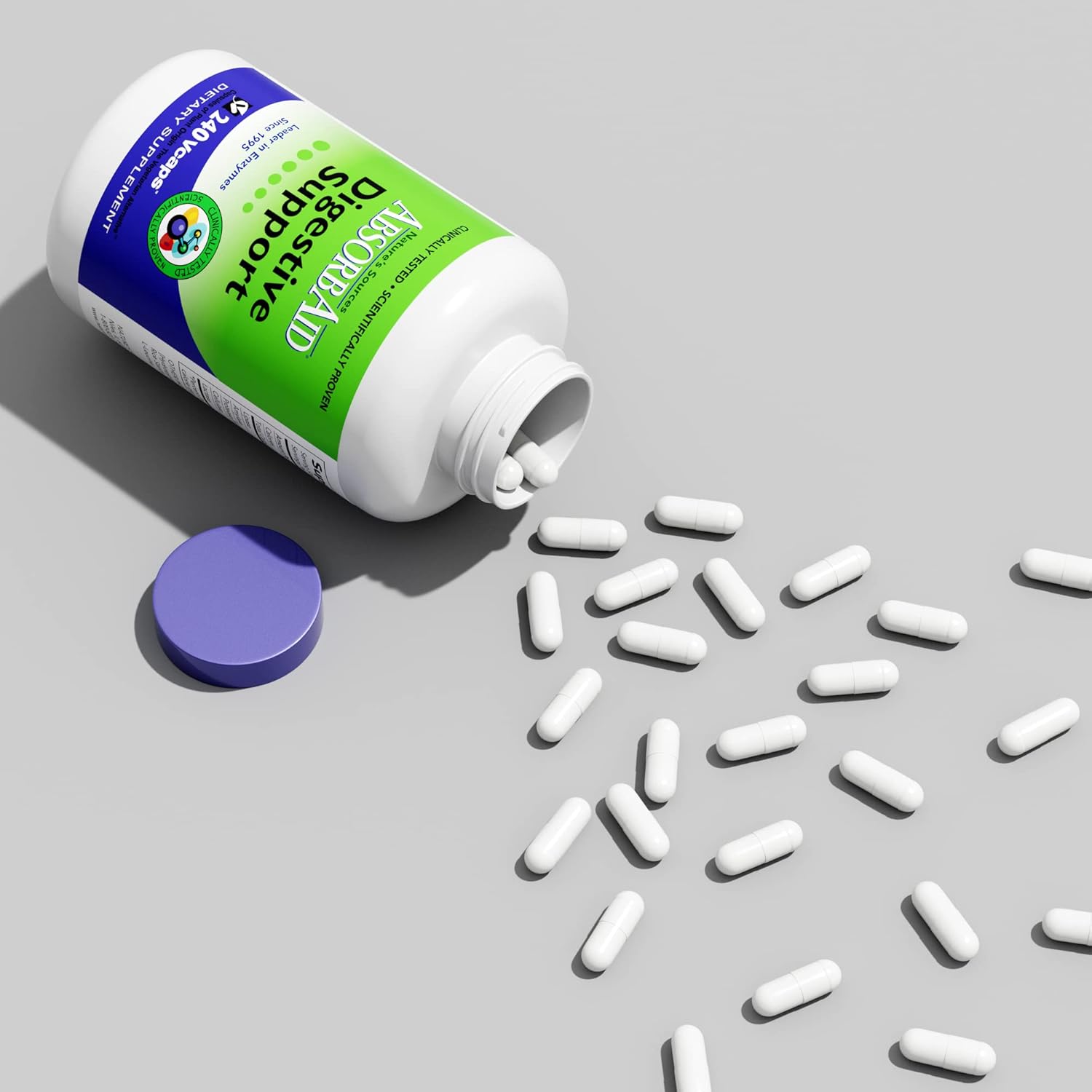 AbsorbAid Enzimas digestivas 240 vCaps, probado para aumentar la absorción de nutrientes vitales hasta en un 71%