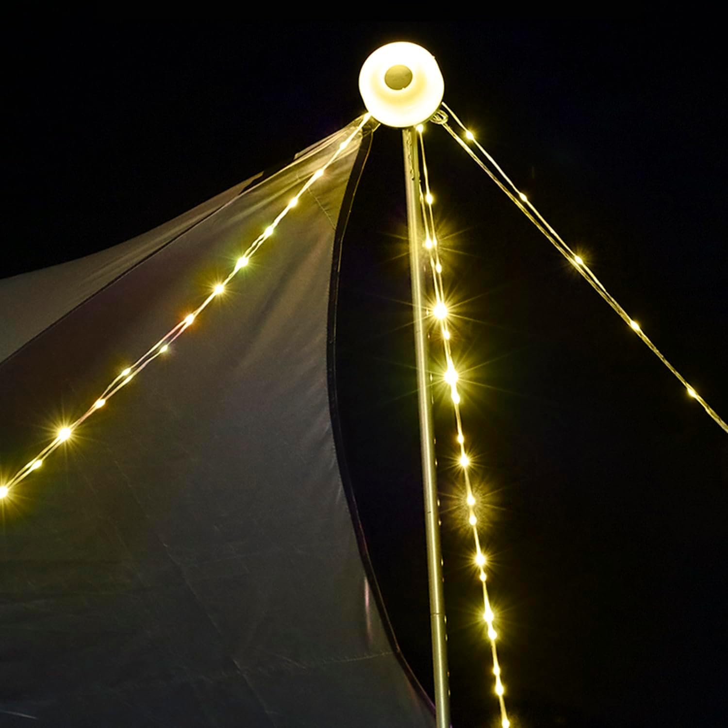 goldseaside Guirnalda de luces portátiles para campamento, 2 en 1, recargable por USB, luz para exteriores, decoración de vacaciones, jardín, patio,