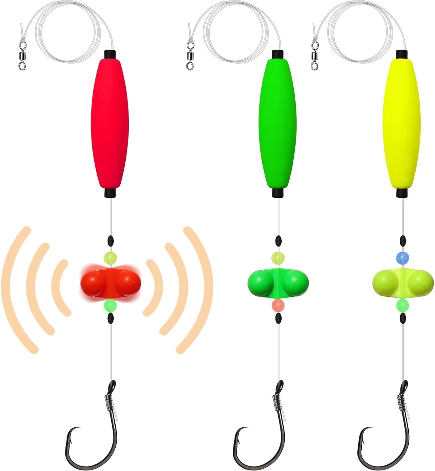 Dovesun Plataformas de pesca para bagre, 6 piezas de aparejos de pesca para gato, aparejo Santee Rig 50 60 70 80 ganchos circulares para flotadores