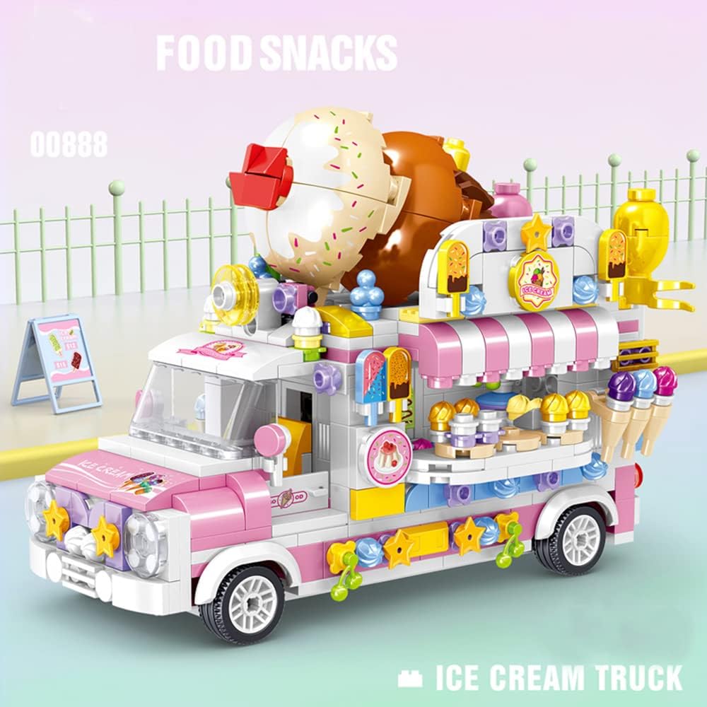 Juego de construcción de camiones de helado para niños de 8, 9, 10, 11 y 12 años, juegos de construcción de juguetes STEM para niñas, kits de