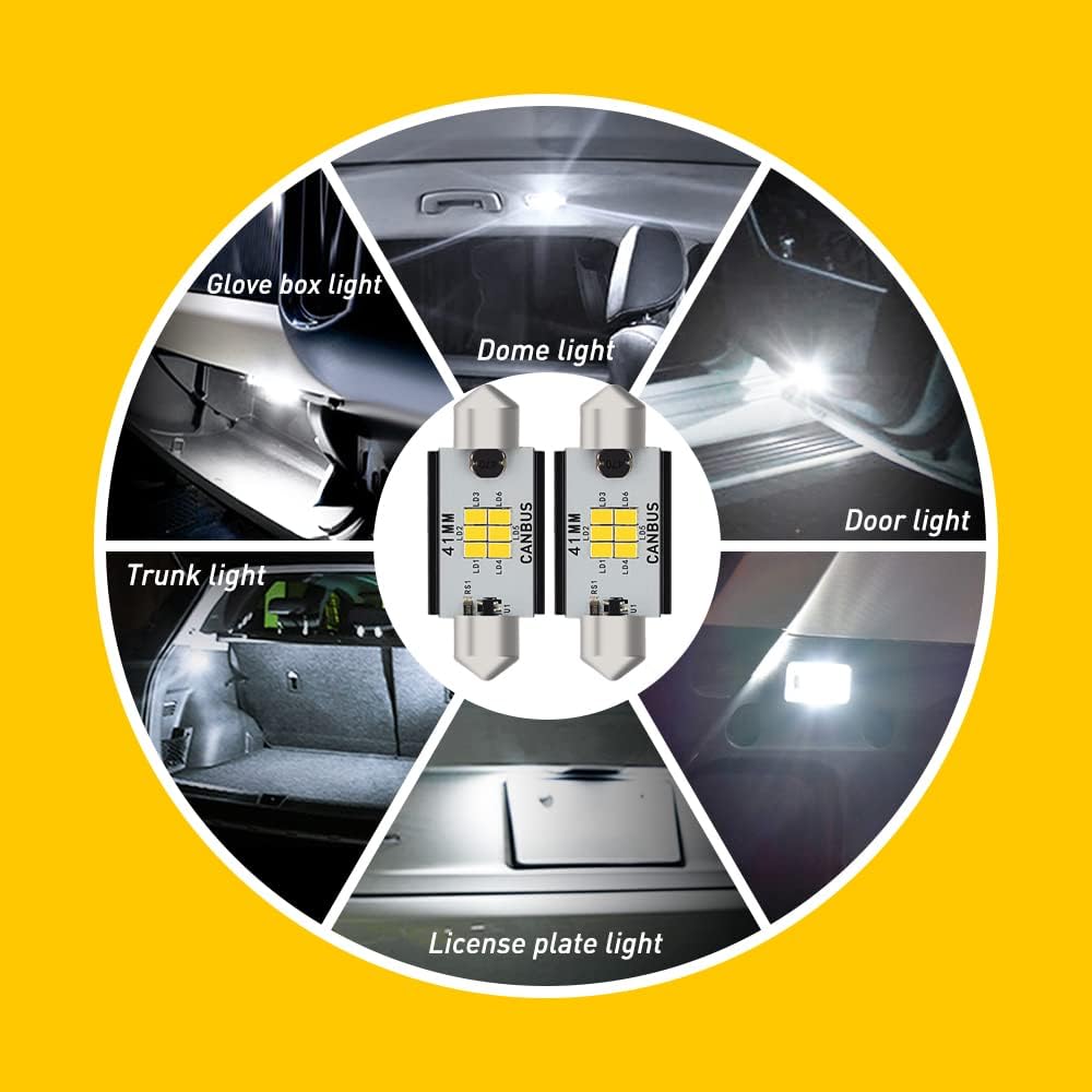 AUXITO Canbus – 578 bombillas LED de 400 lúmenes sin errores 211-2 212-2 de 1.614 in y 1.654 in, bombillas LED festoon para interior de automóvil,
