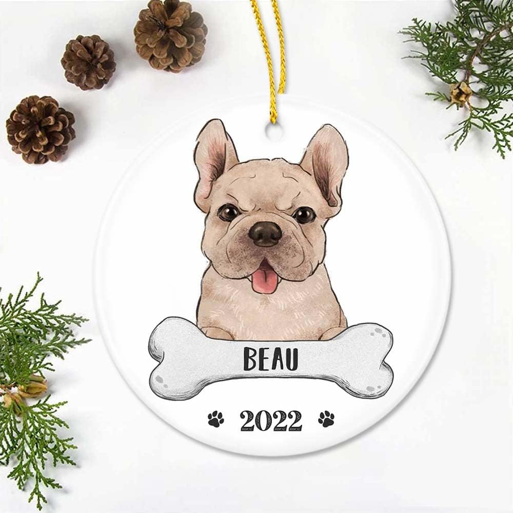 TheUnifury – Adornos personalizados para perro Bulldog francés para árbol de Navidad, regalos de bulldog francés para amantes del bulldog francés,
