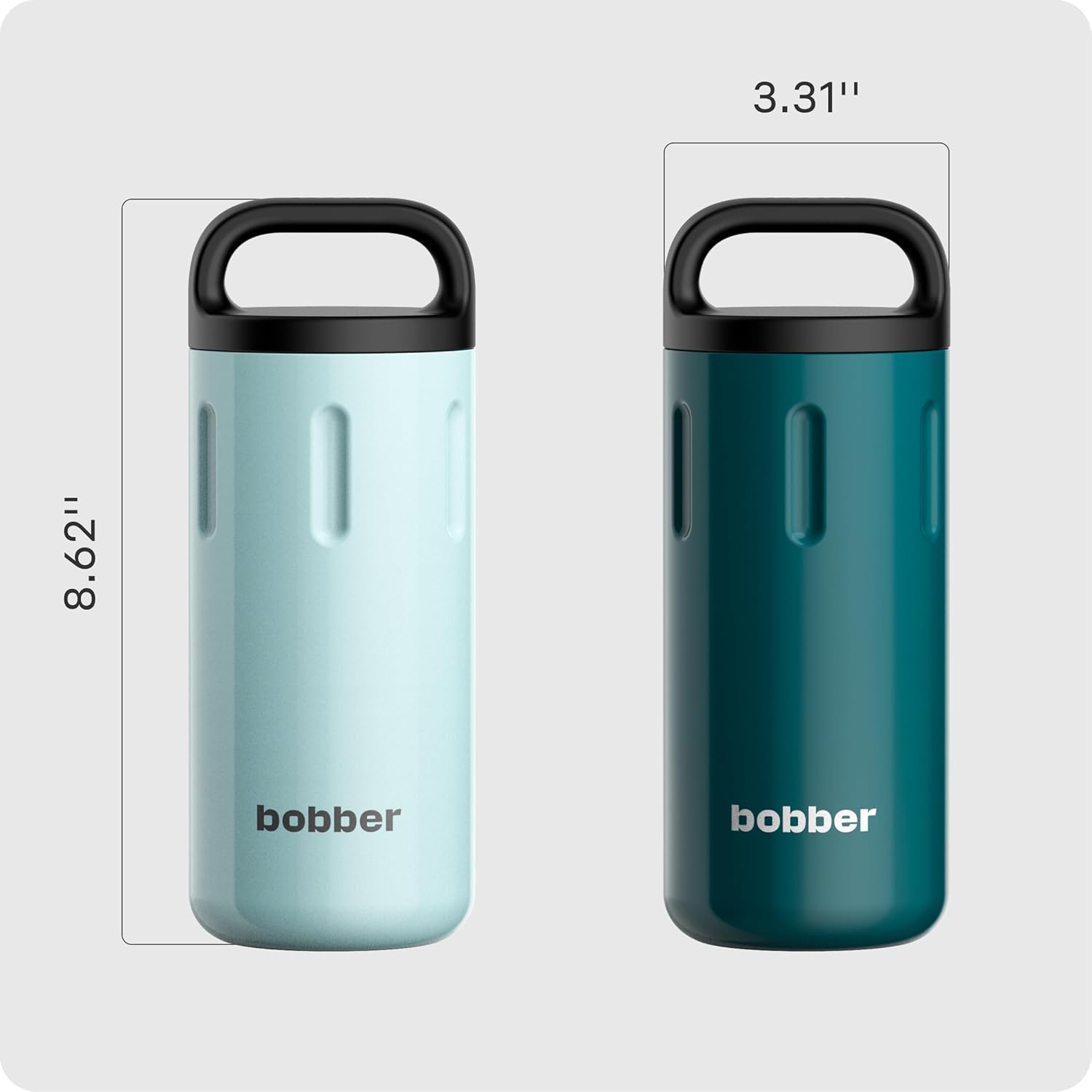 Paquete de botellas de agua aisladas de acero inoxidable de 20 onzas para bebidas frías y calientes, con boca extra ancha y taza con asa (verde