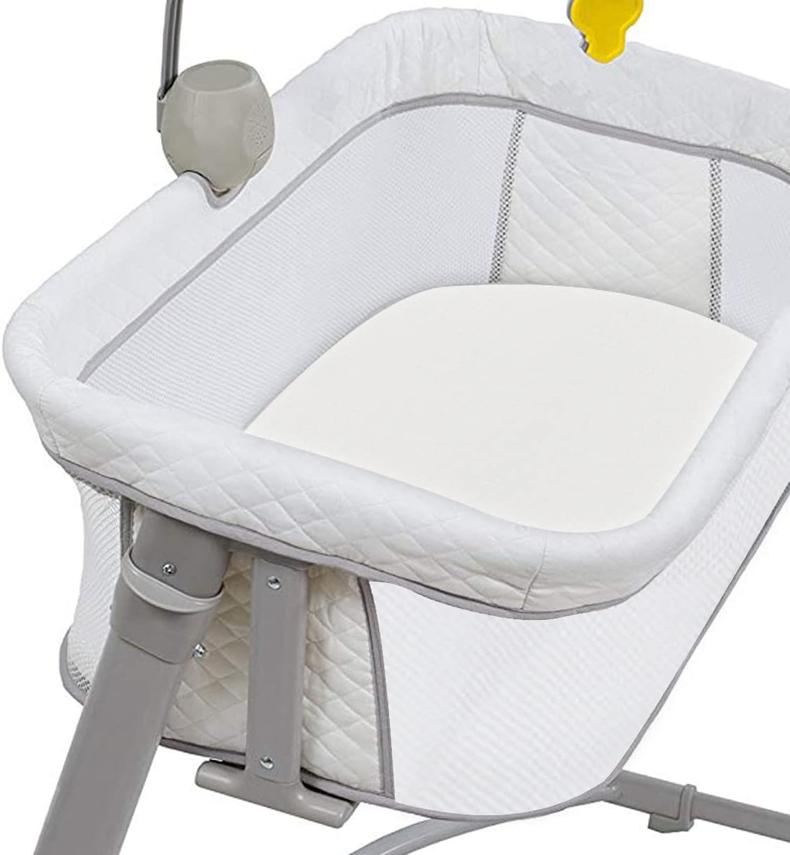 CaSaJa Juego de sábanas de moisés blanco de 3 unidades, tacto suave y sedoso con cómoda superficie de siesta para bebé niño y niña, ajuste flexible,