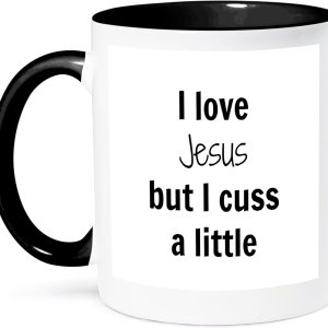 3dRose I Love Jesus But I Cuss A Little – Taza de 11 onzas, color negro 3dRose I Love Jesus But I Cuss A Little – Taza de 11 onzas, color negro
