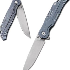 Cuchillo plegable de bolsillo EDC, cuchillo plegable de hoja S35VN, mango de titanio azul, construcción de bloqueo forrado, adecuado para hombres y Cuchillo plegable de bolsillo EDC, cuchillo plegable de hoja S35VN, mango de titanio azul, construcción de bloqueo forrado, adecuado para hombres y