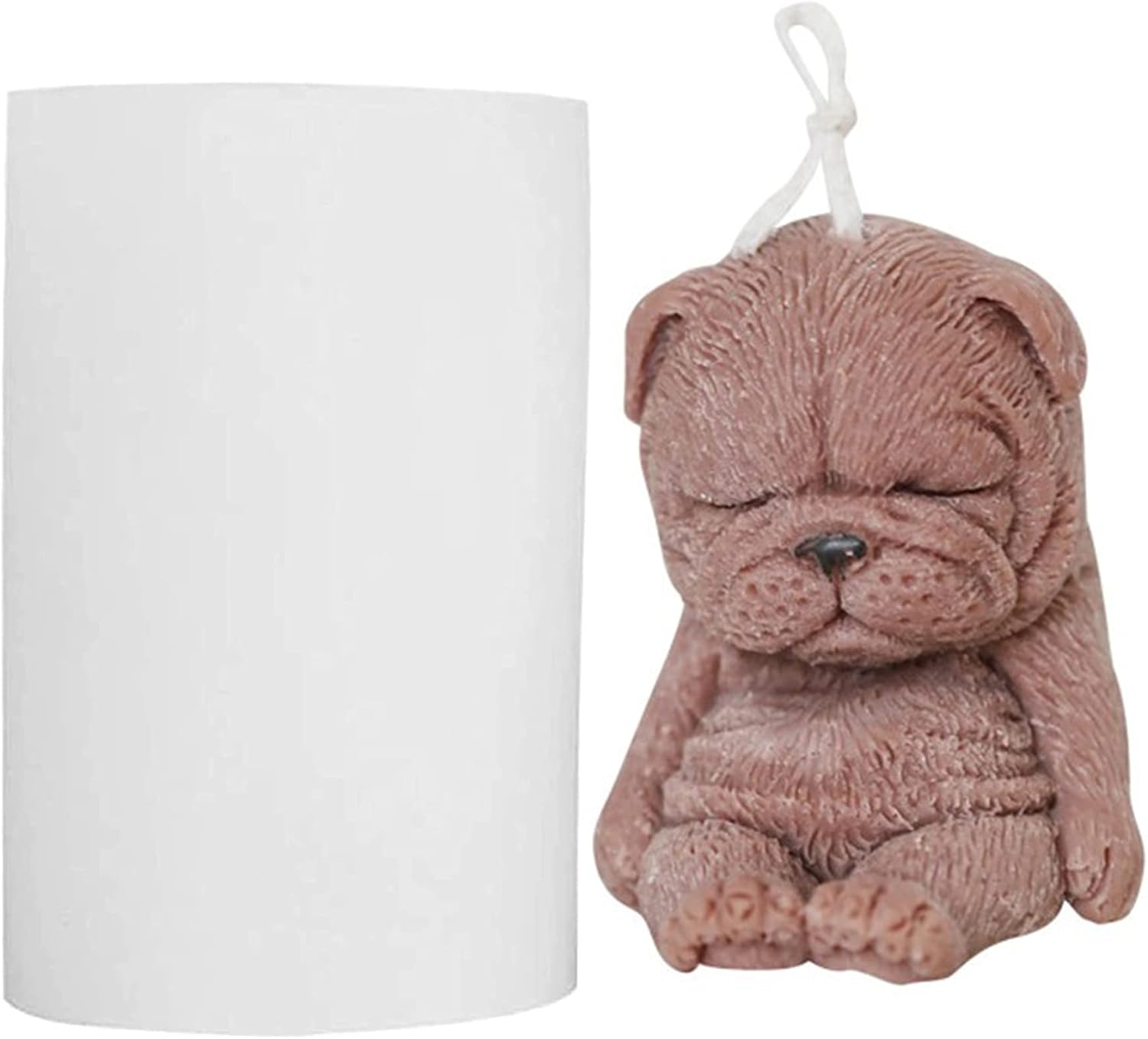 Molde de silicona con forma de bulldog 3D, molde creativo para velas de perro, molde de chocolate para perros dormidos, moldes de arcilla para