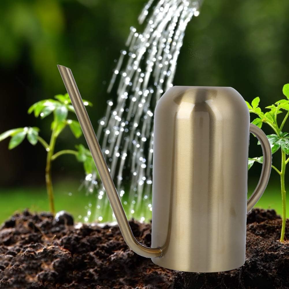 Fydun Stainl Steel Spout Wate Can Garden Wate Pot Irrigation Tool Gold 1.5L Stainl Steel Spout Wate for Family