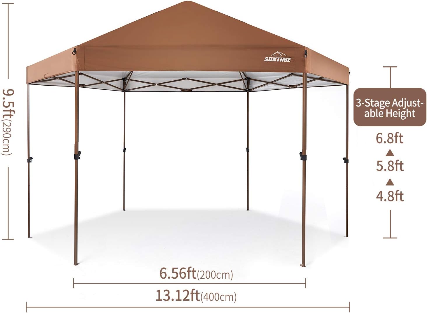 OUTDOOR LIVING SUNTIME Gazebo hexagonal para patio al aire libre, toldo instantáneo emergente, carpa de campaña para fiesta de jardín, patio