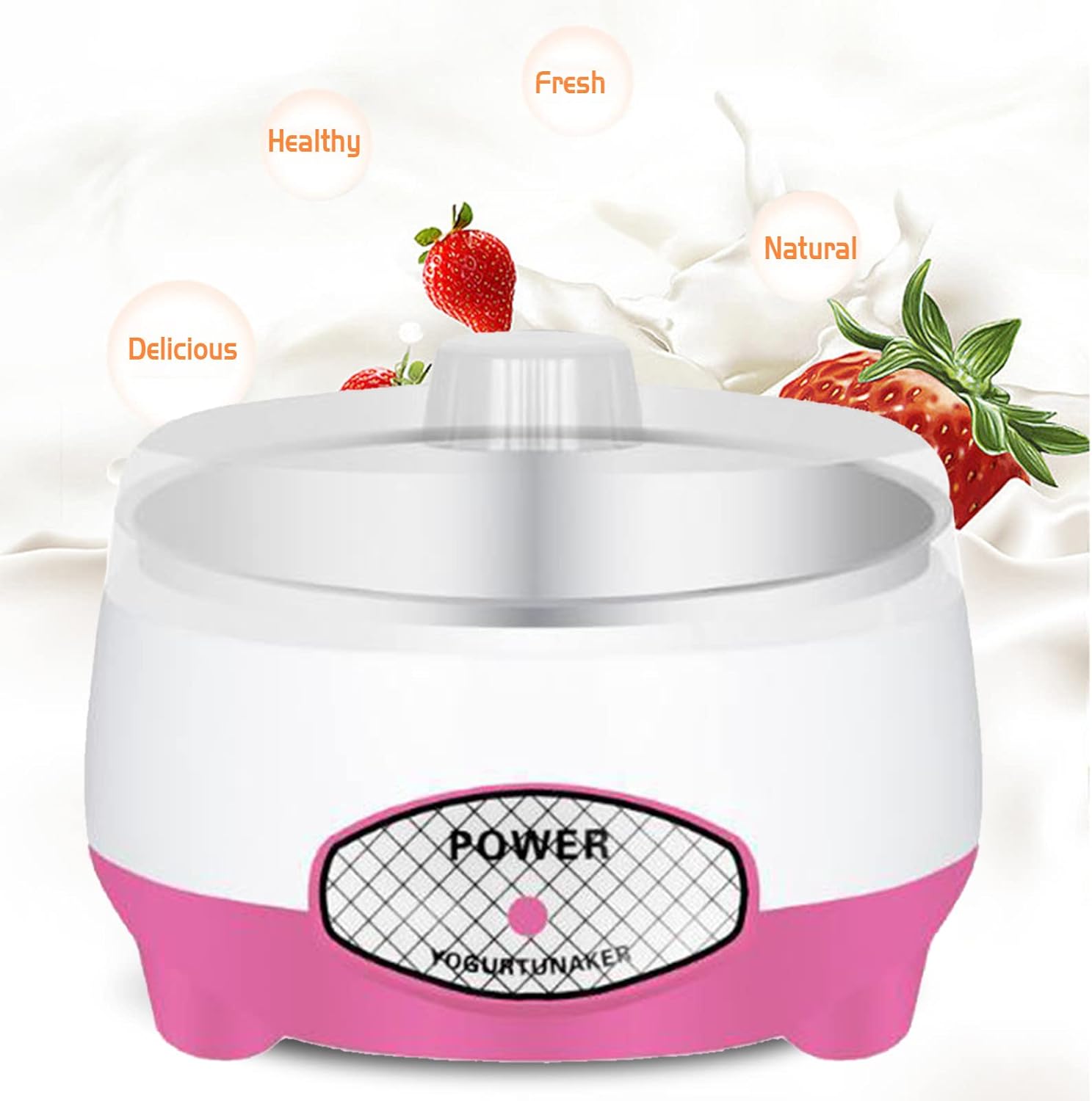 Máquina para hacer yogur, máquina para hacer yogur griego, máquina de yogur con maceta interior de acero inoxidable, máquina automática de yogur,