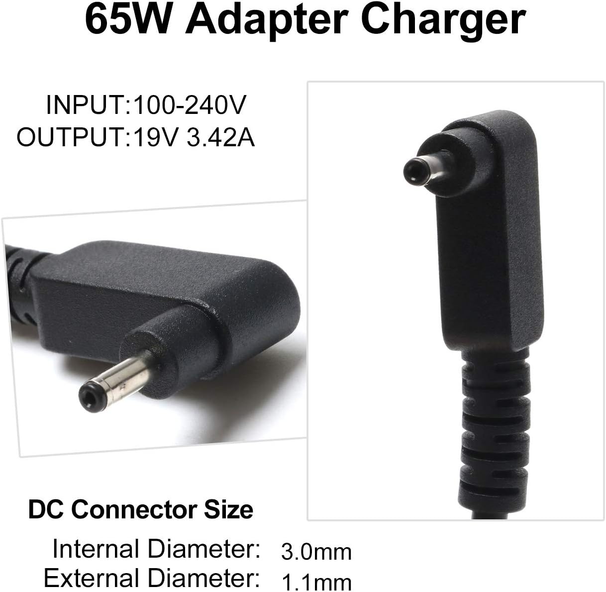 Cargador de portátil de 65 W y 45 W para Acer Swift, apto para Acer Swift Spin 1 3 5 SP111-33 SP111-32N SF314-51 SF314-52 SF315, Chromebook 11 13 14