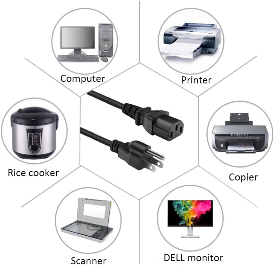 AC in Power Cord Cable Outlet Socket Plug Lead Compatible with Wasabi Mango UHD550 Real 4K HDMI 2.0 55″ LG AH-IPS DP 1.2 UHD 3840×2160 Monitor