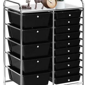 Carrito de almacenamiento con ruedas de 15 cajones, organizador de manualidades con ruedas bloqueables para herramientas, artes, álbumes de Carrito de almacenamiento con ruedas de 15 cajones, organizador de manualidades con ruedas bloqueables para herramientas, artes, álbumes de