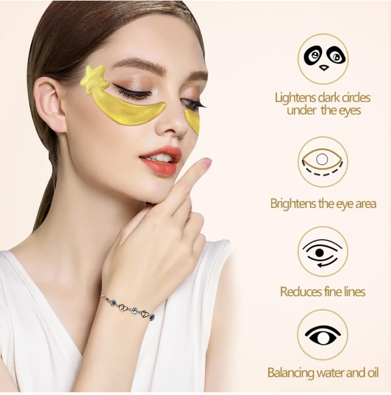 Parches para debajo de los ojos (30 unidades)  Rosa, dorado, hidrogel para debajo de los ojos, aminoácido y colágeno, máscara debajo de los ojos