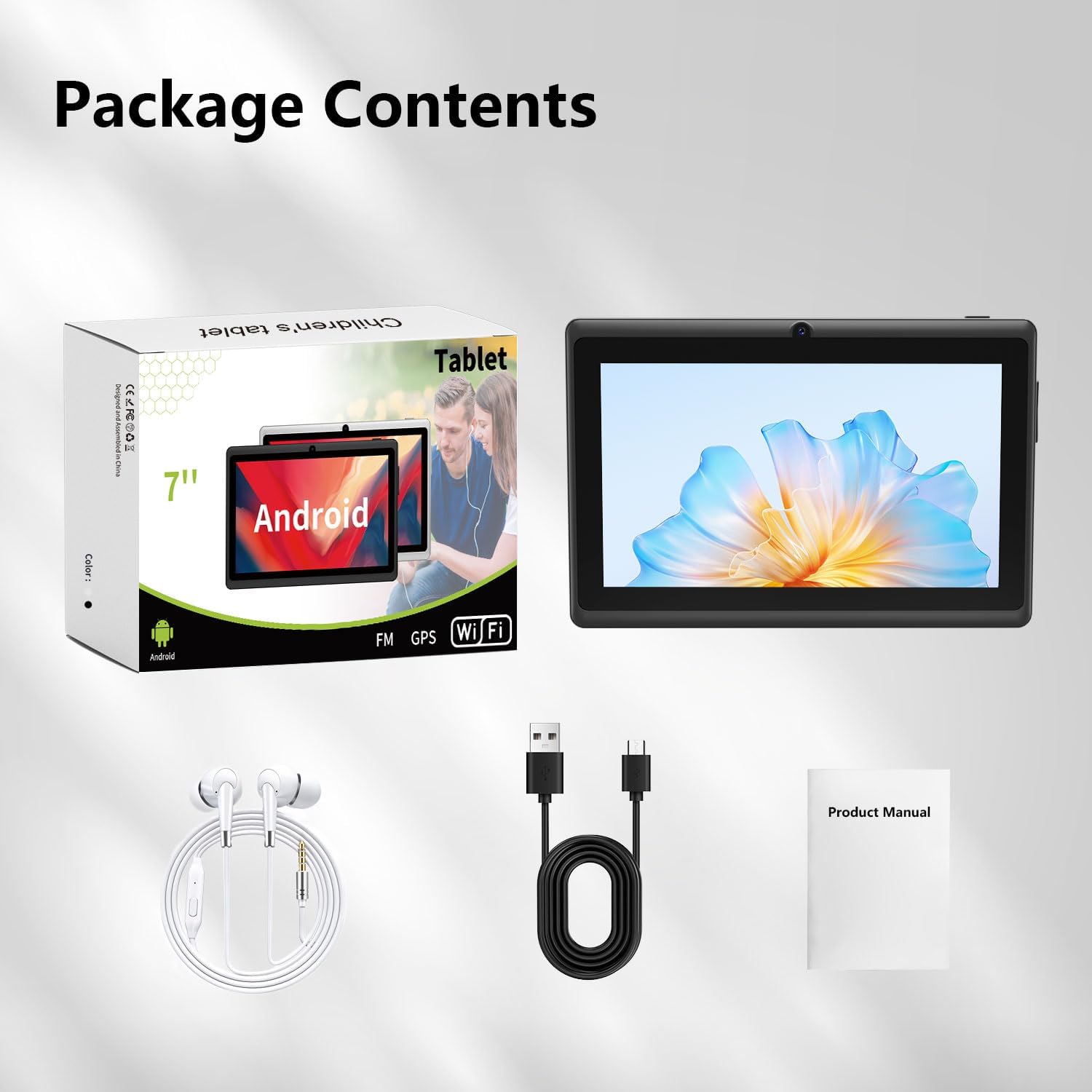WXUNJA Tablet Android 11, 2+4GB RAM 32GB ROM, procesador de cuatro núcleos, cámara dual, WiFi, conector para auriculares de 0.138 in, FM Bluetooth,