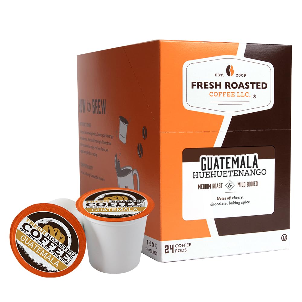 Fresh Roasted Coffee, Huehuetenango guatemalteco, tostado medio, Kosher, compatible con K-Cup, 24 cápsulas