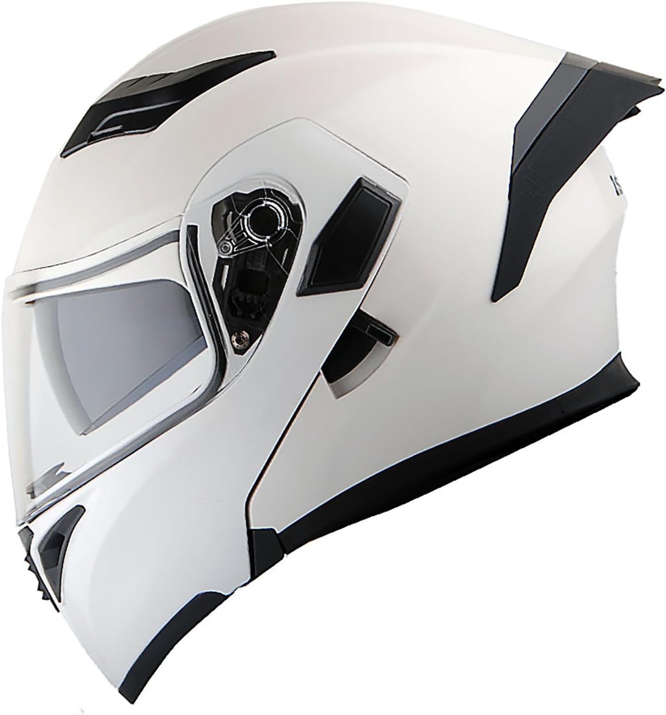 Casco modular de cara completa 1Storm para motocicleta, con doble visera abatible, protector solar HB89 Negro brillante, L, Blanco brillante