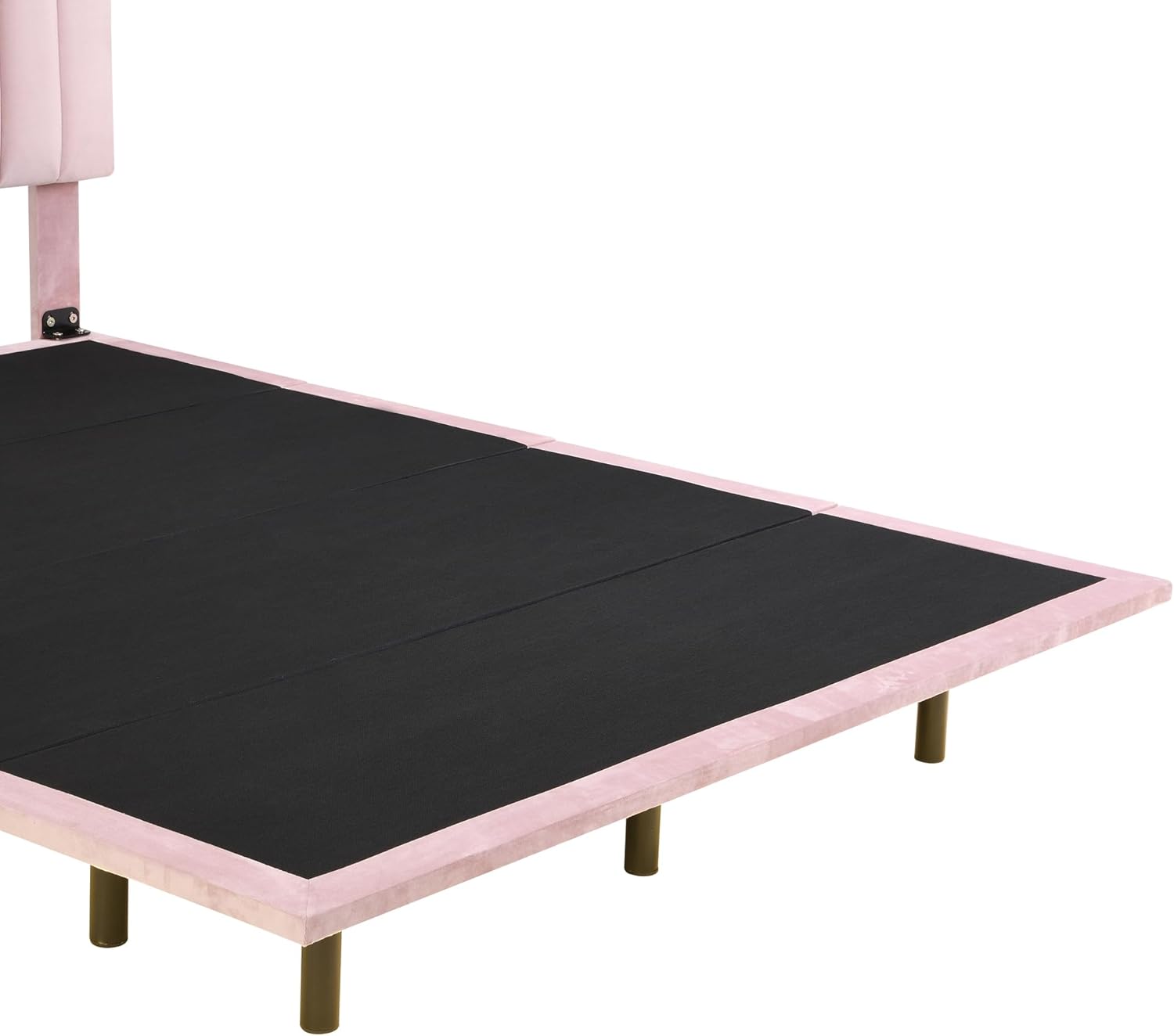 SOFTSEA Base de cama flotante tamaño Queen, plataforma tapizada con luz inteligente y cabecero, marco de cama de terciopelo tamaño Queen con soporte