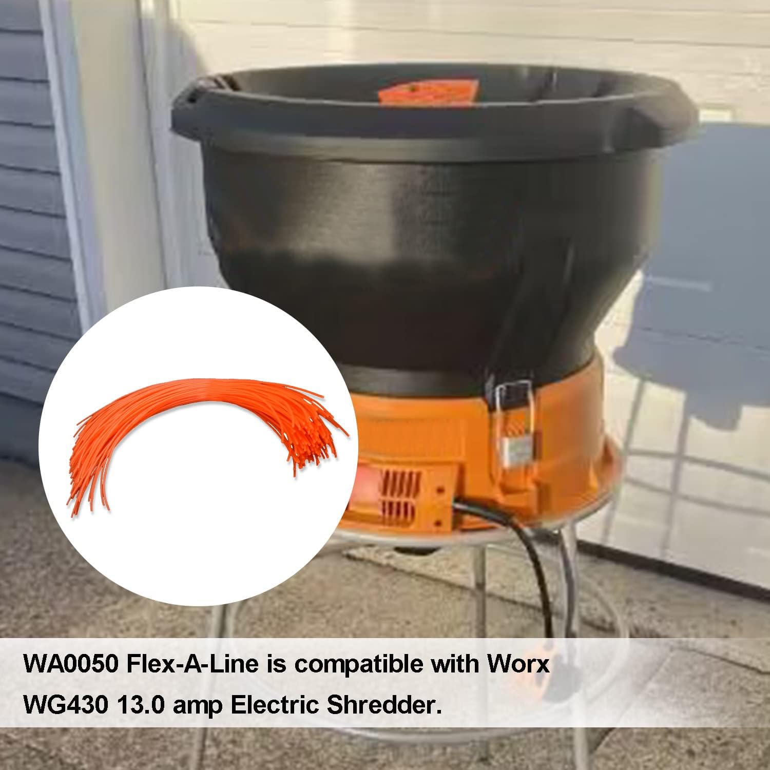 MWEDP Paquete de 100 líneas de repuesto WA0050 de 13 pulgadas compatibles con el triturador eléctrico de hojas Worx WG430 de 13 pulgadas