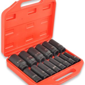 Juego de llaves de impacto de 12″, juego de impacto de 14 piezas, 6 puntos, dados de impacto estándar, tamaños SAE (38,716, 12, 916, 58, 1116, 34, Juego de llaves de impacto de 12″, juego de impacto de 14 piezas, 6 puntos, dados de impacto estándar, tamaños SAE (38,716, 12, 916, 58, 1116, 34,