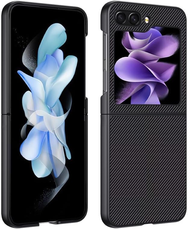 Funda para Samsung Galaxy Z Flip 5, funda de cuero con patrón de fibra de carbono para Samsung Galaxy Z Flip 5, cubierta de carga inalámbrica ligera