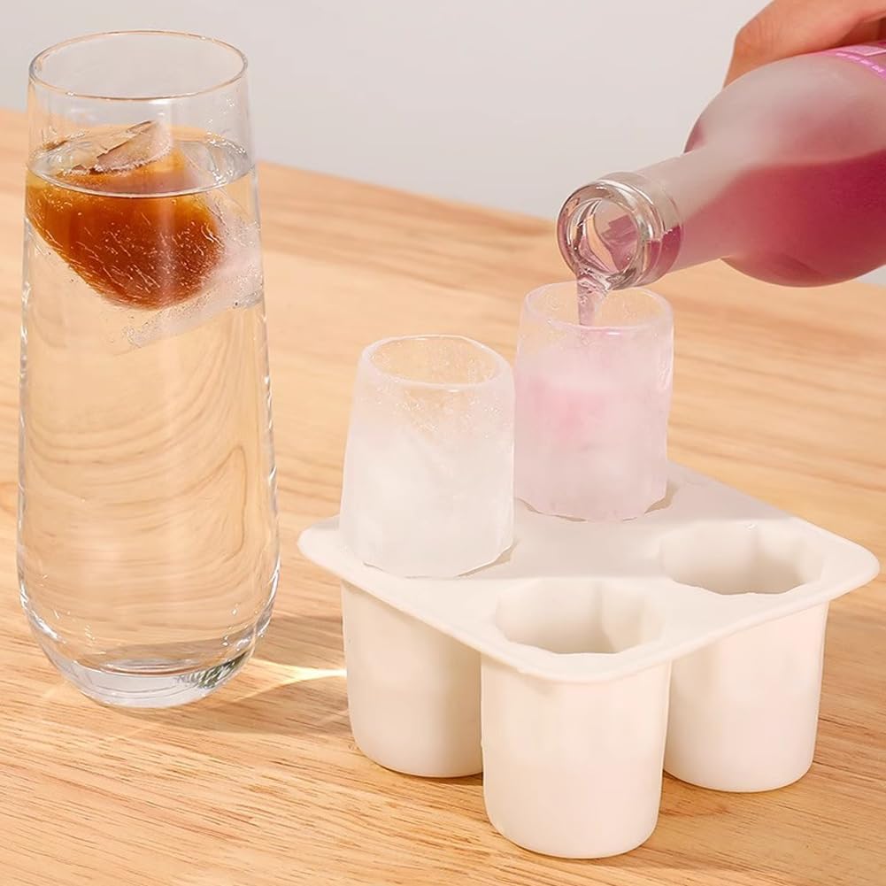 Bandejas para cubitos de hielo, 2 unidades, bandejas de hielo de silicona para congelador, bandeja de silicona de fácil liberación, 4 cilindros de