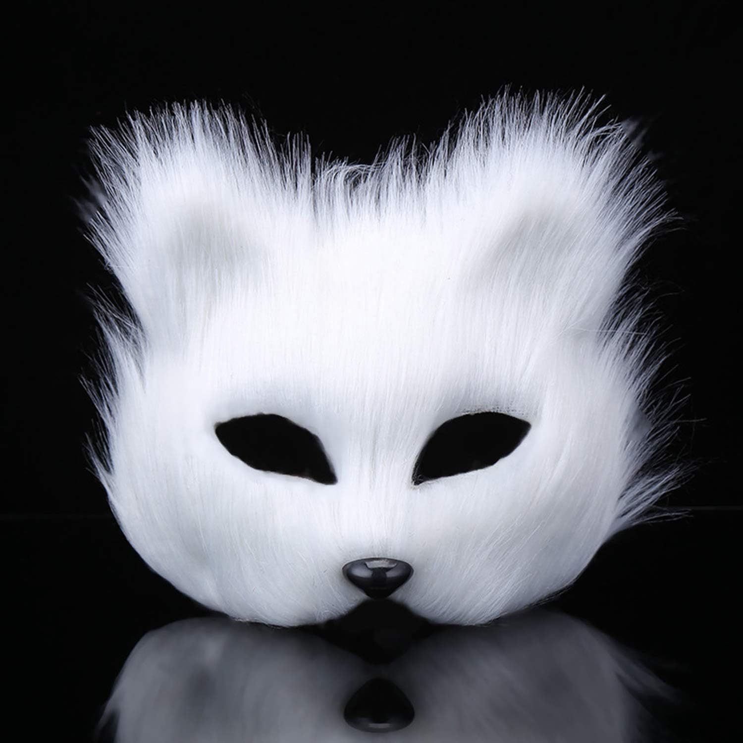 Máscara de zorro de Halloween, disfraz de cosplay de media cara, animal peludo, fiesta, Navidad, ojo, gato, máscaras de Pascua