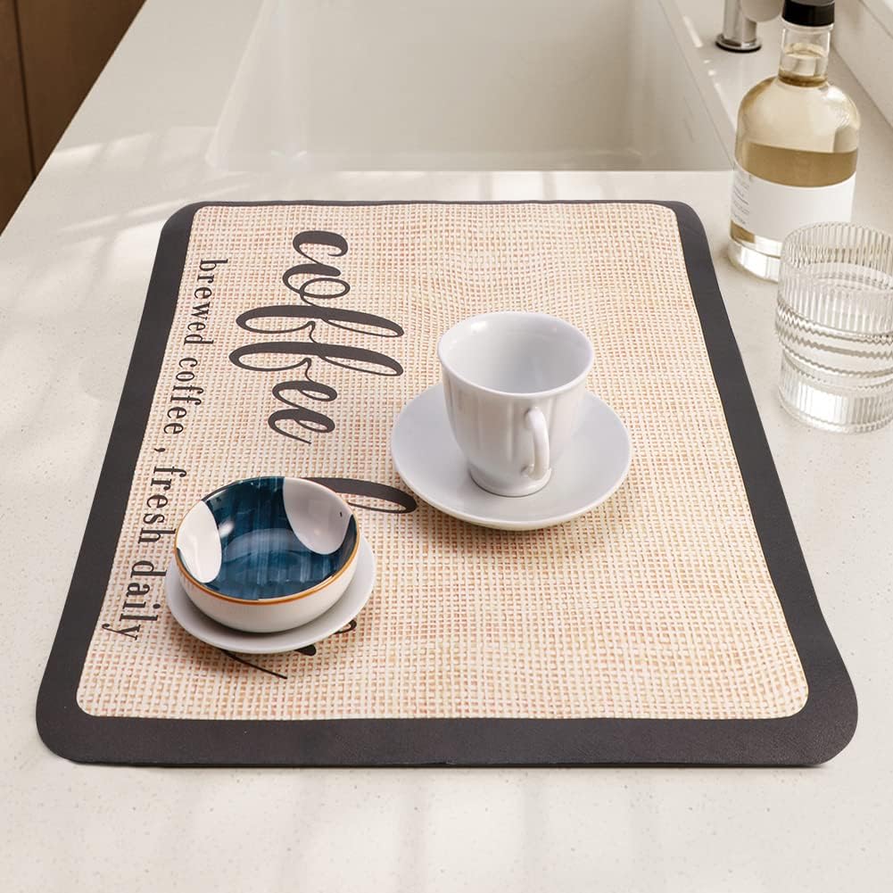 Tapete de café para barra de café, con parte trasera de goma absorbente de manchas y secado rápido para cocina, tapete para cafetera, para