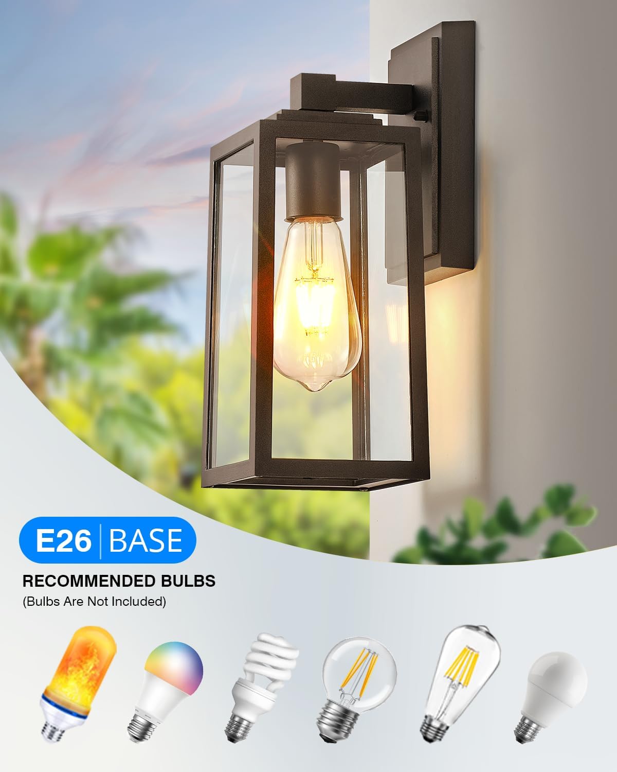 VIANIS Luces de pared para exteriores, montaje en pared, farol marrón para porche, bronce aceitado resistente a la intemperie, luces para