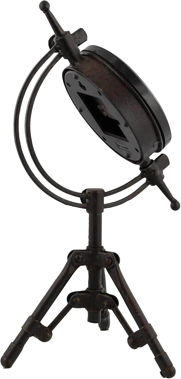Deco 79 Reloj de trípode de metal, 7″ x 7″ x 14″, negro