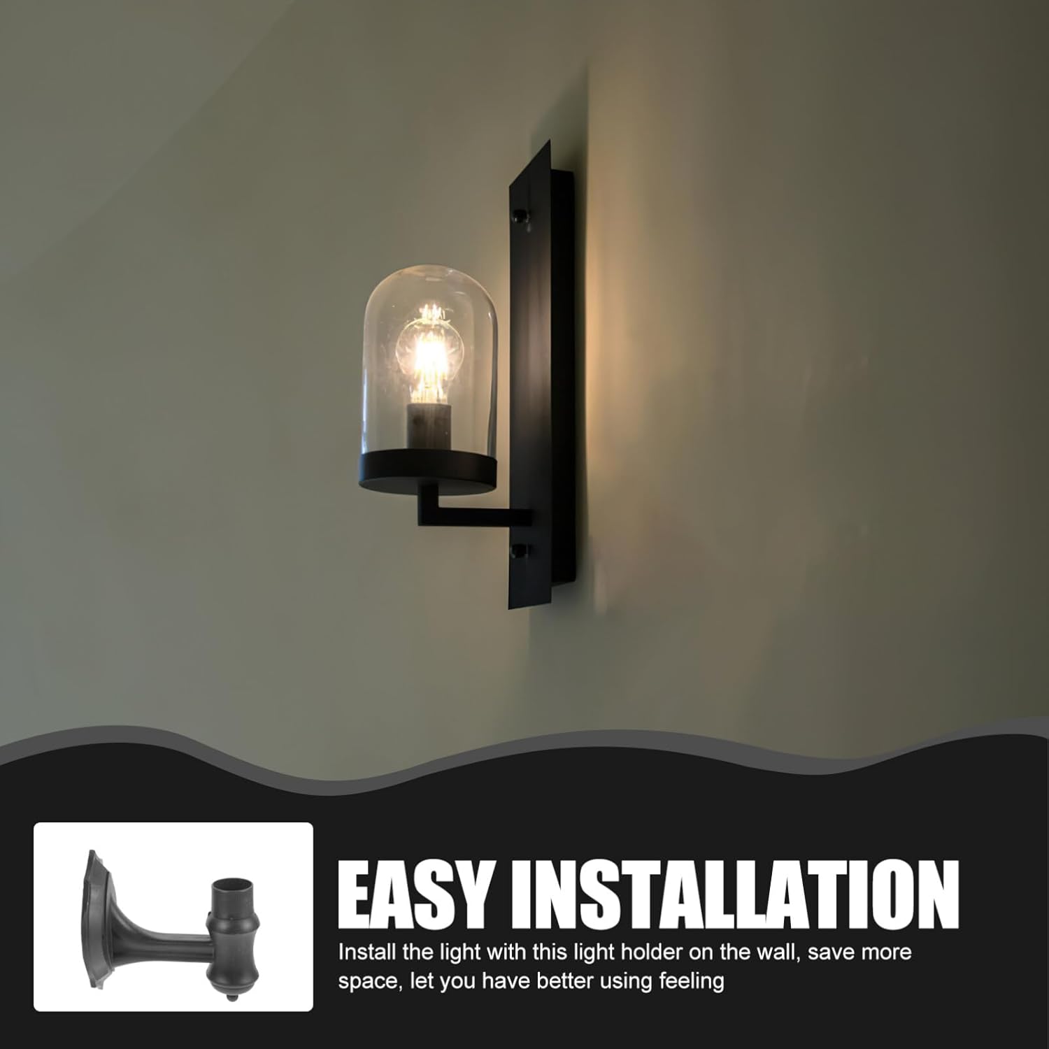 Uonlytech 2 unids luces solares de plástico antorcha accesorios al aire libre reemplazo soporte de pared de plástico base de montaje en pared para