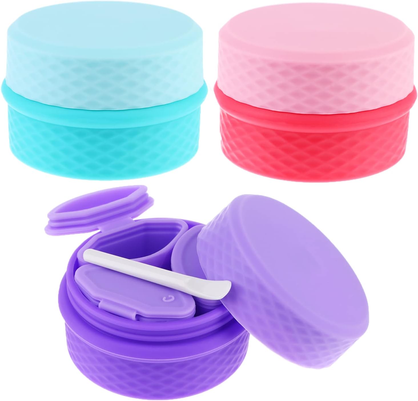 3 juegos de recipientes de maquillaje de viaje de silicona a prueba de fugas, tarros dispensadores de viaje recargables 3 en 1 tarros de crema