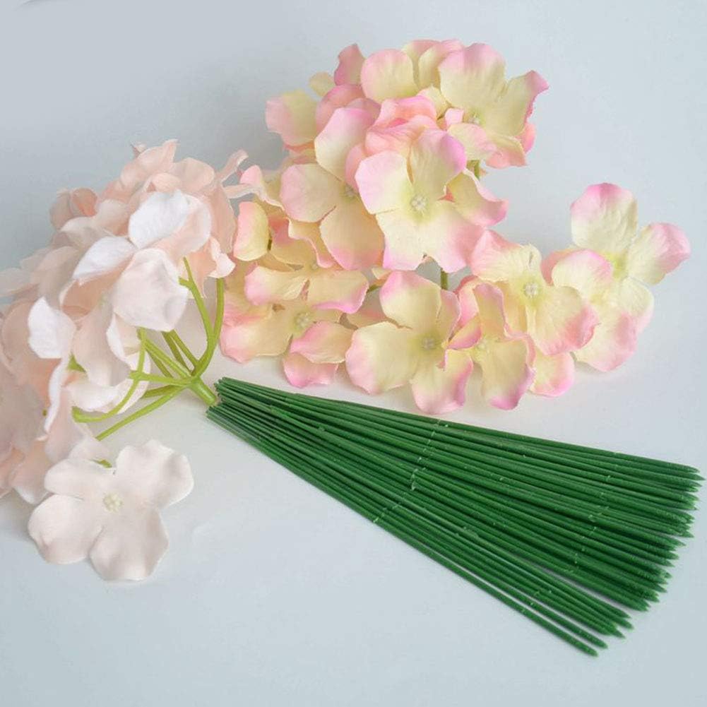 100 piezas de tallo floral de plástico, varilla de flores artificiales, alambre de flores verdes, ideal para la persona de manualidades, 6.7 in y