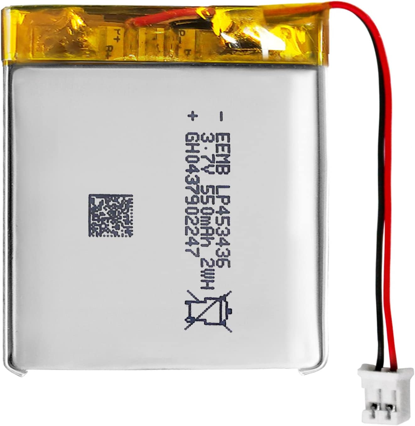 EEMB 3.7V 550mAh 453436 Lipo Batería recargable Batería de iones de polímero de litio con conector JST Asegúrese de que la polaridad del dispositivo