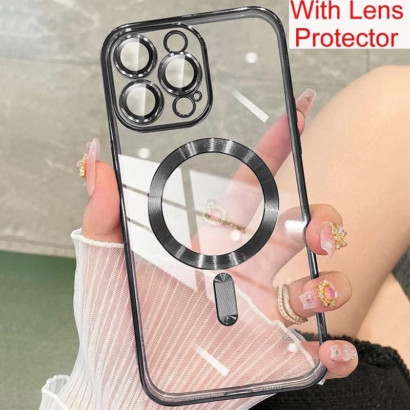 ZIYE Funda magnética para iPhone 12 compatible con MagSafe protector de lente de cámara, cubierta de lujo para mujeres y hombres, funda protectora