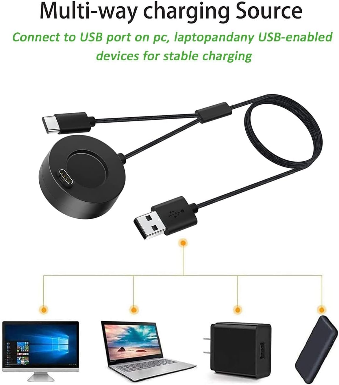 Cargador 2 en 1 compatible con Garmin Vivoactive 44S3, Fenix 55S5X66S6X 77S7X, VenuInstinctForerunner 945, etc., estación de carga 2 en 1 negra
