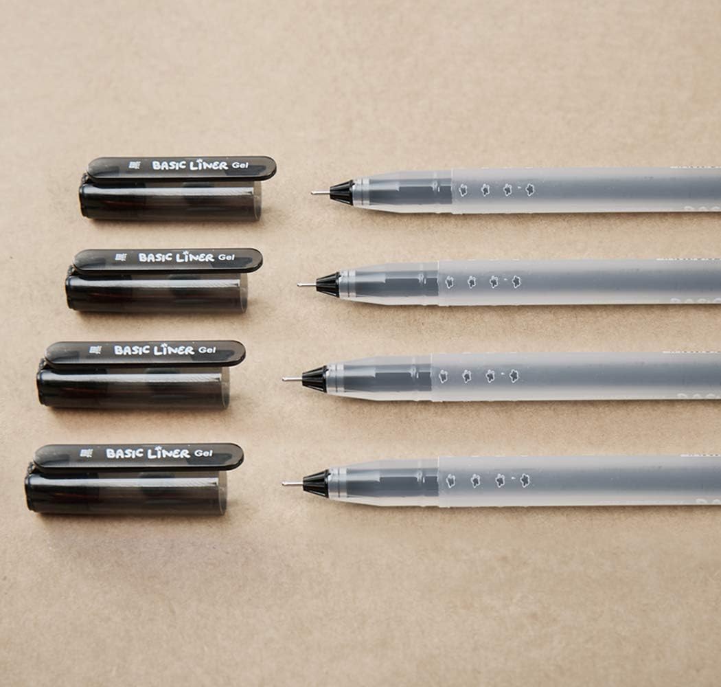 czxwyst 8761 Basic Liner – Bolígrafos de tinta de gel de 0.020 in, punta fina (color negro, paquete de 12 unidades)
