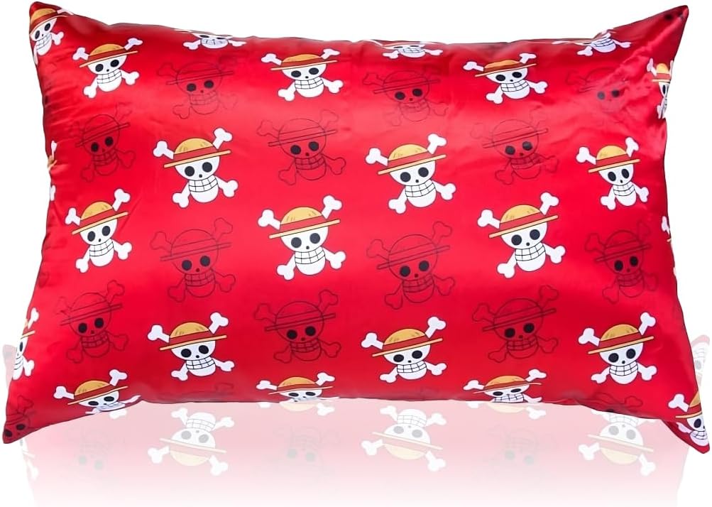 Funda de almohada de anime de seda, funda de almohada decorativa, funda de almohada de tela suave de satén con cremallera para cabello y piel, RS