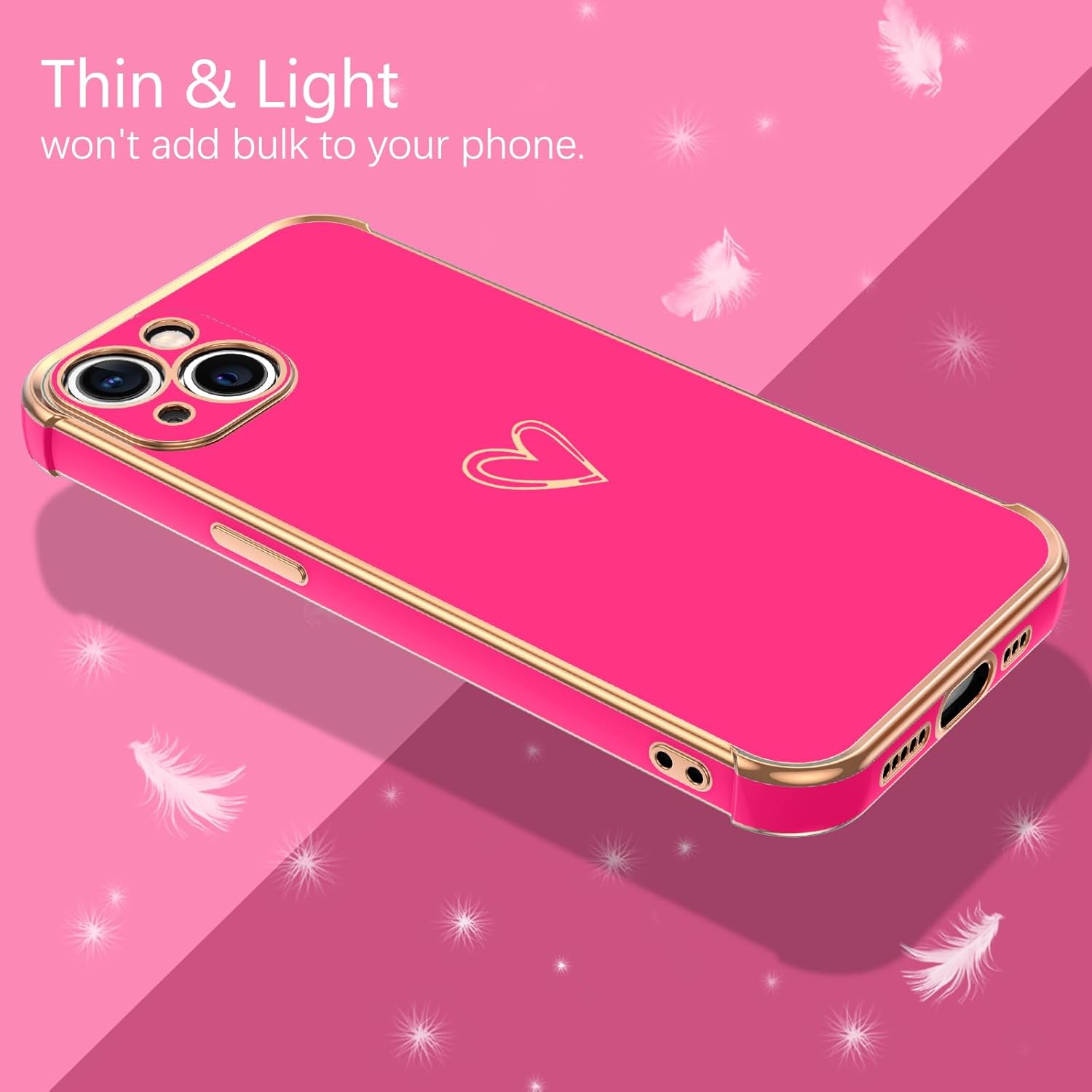 GUAGUA Funda compatible con iPhone 13 de 6.1 pulgadas, delgada, suave TPU con bonito patrón de corazón para mujeres, niñas y hombres, fundas