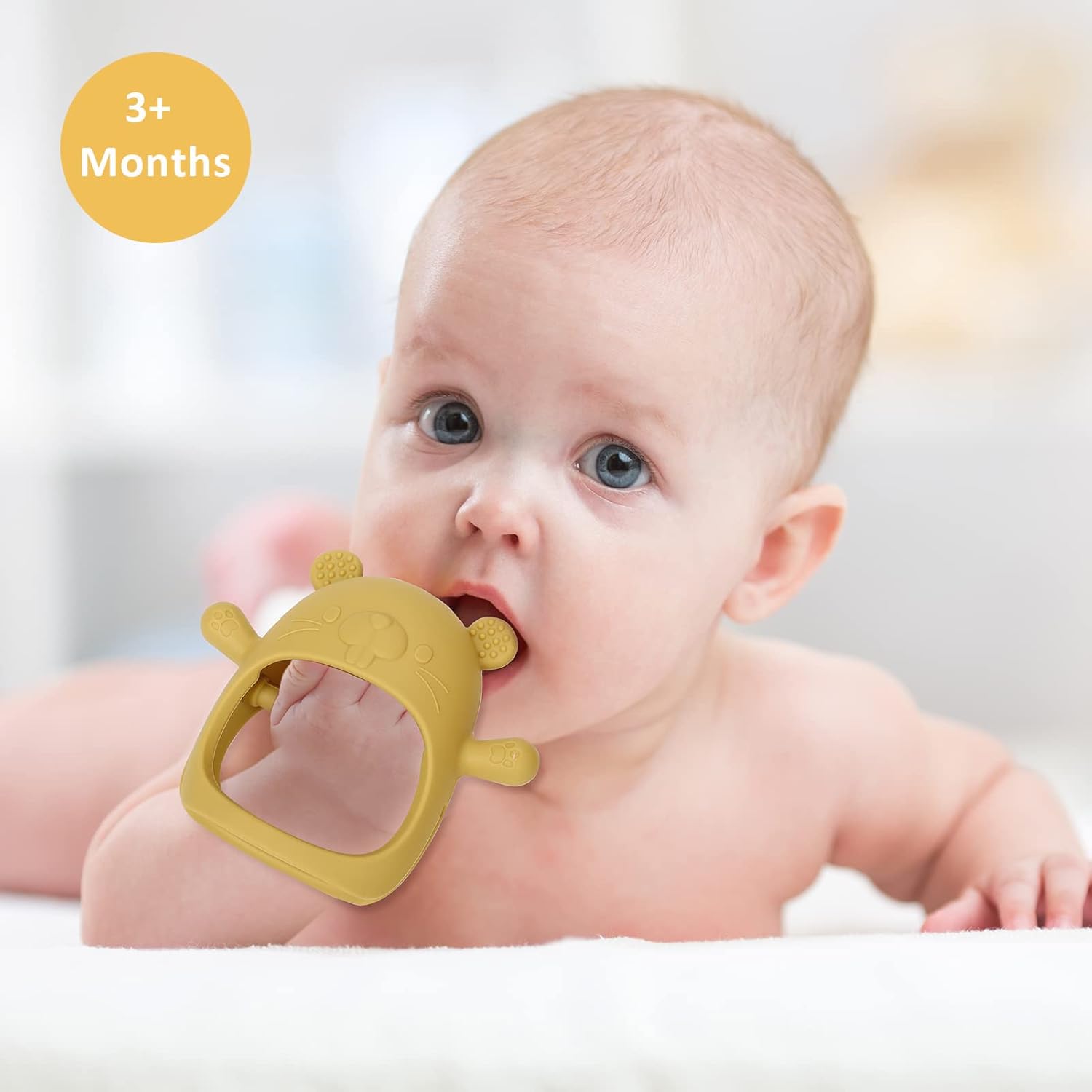 Socub Juguete mordedor para bebés de más de 12 meses, manoplas de silicona que nunca se caen, juguete de dentición para calmar las encías doloridas,