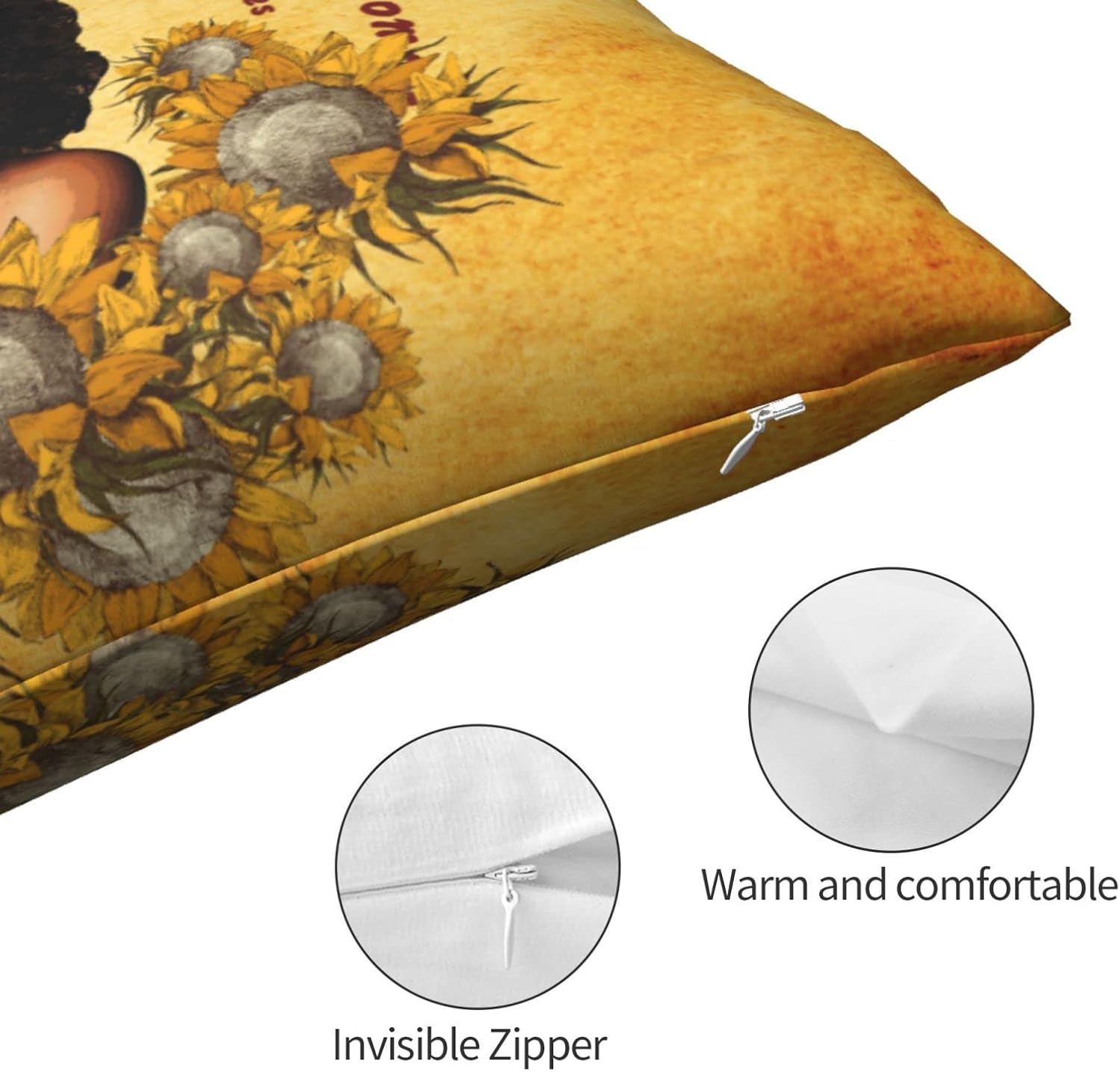 Fundas de almohada para cama de niña africana con cremallera oculta, funda de almohada lumbar, tamaño Queen estándar de 20 x 30 pulgadas para