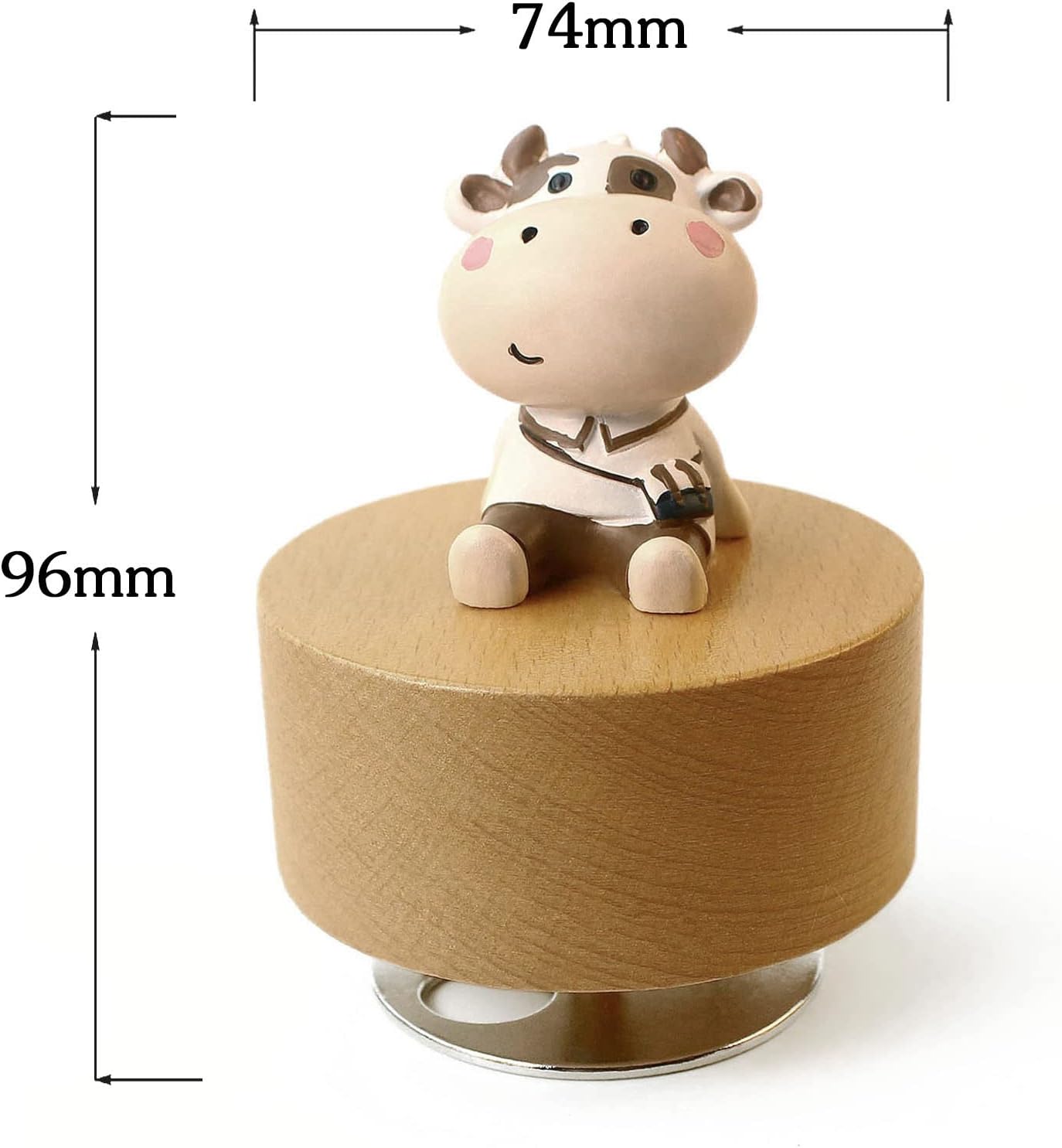 Caja de música mecánica de madera con diseño de animal, con texto en inglés “You are My Sunshine”, regalo para niños y niñas (ganado)