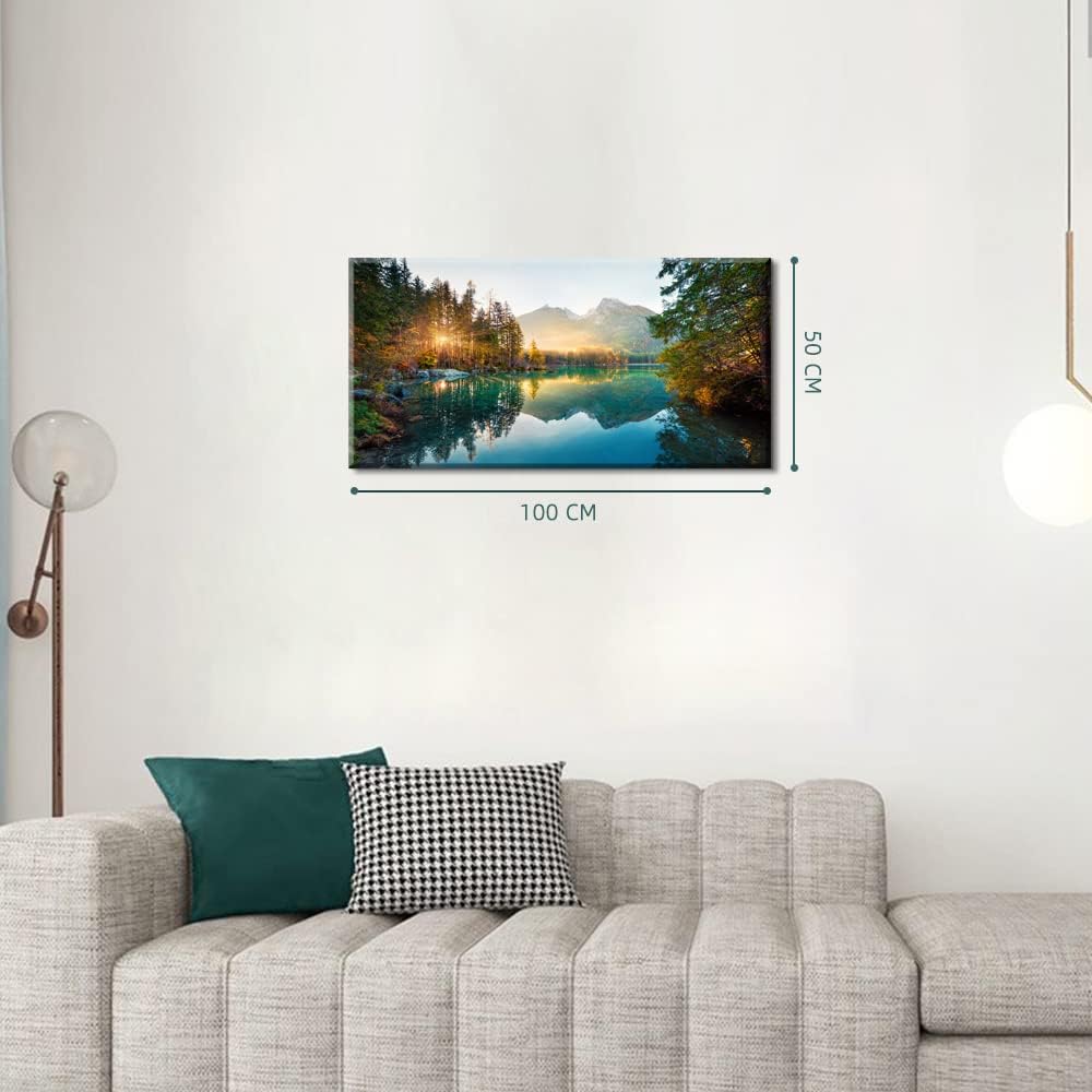 TEKMENT Lienzo grande de otoño con diseño de lago de otoño para sala de estar, dormitorio, decoración de oficina en casa, impresión de paisaje de
