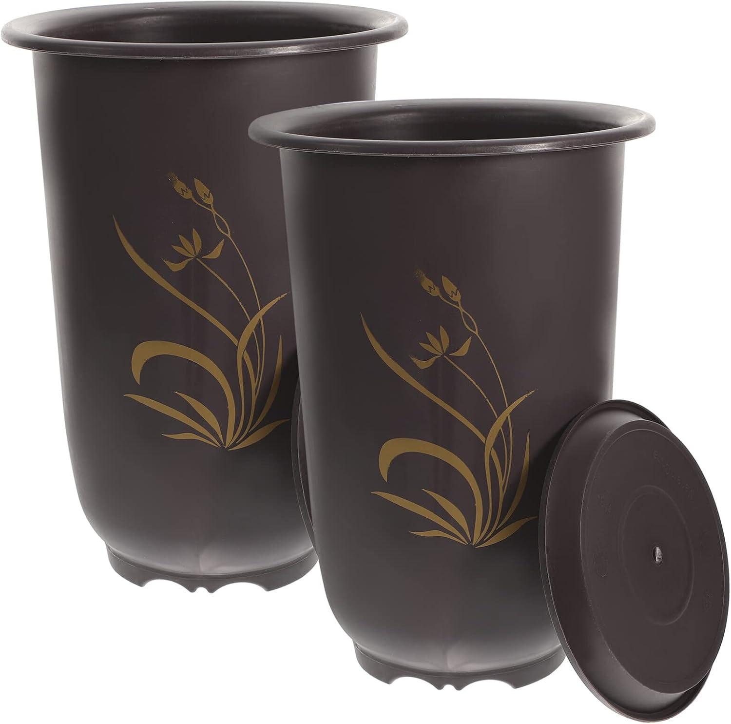 Yardwe Macetas de vivero 2pcs maceta púrpura con agujero China resina primavera decoración al aire libre