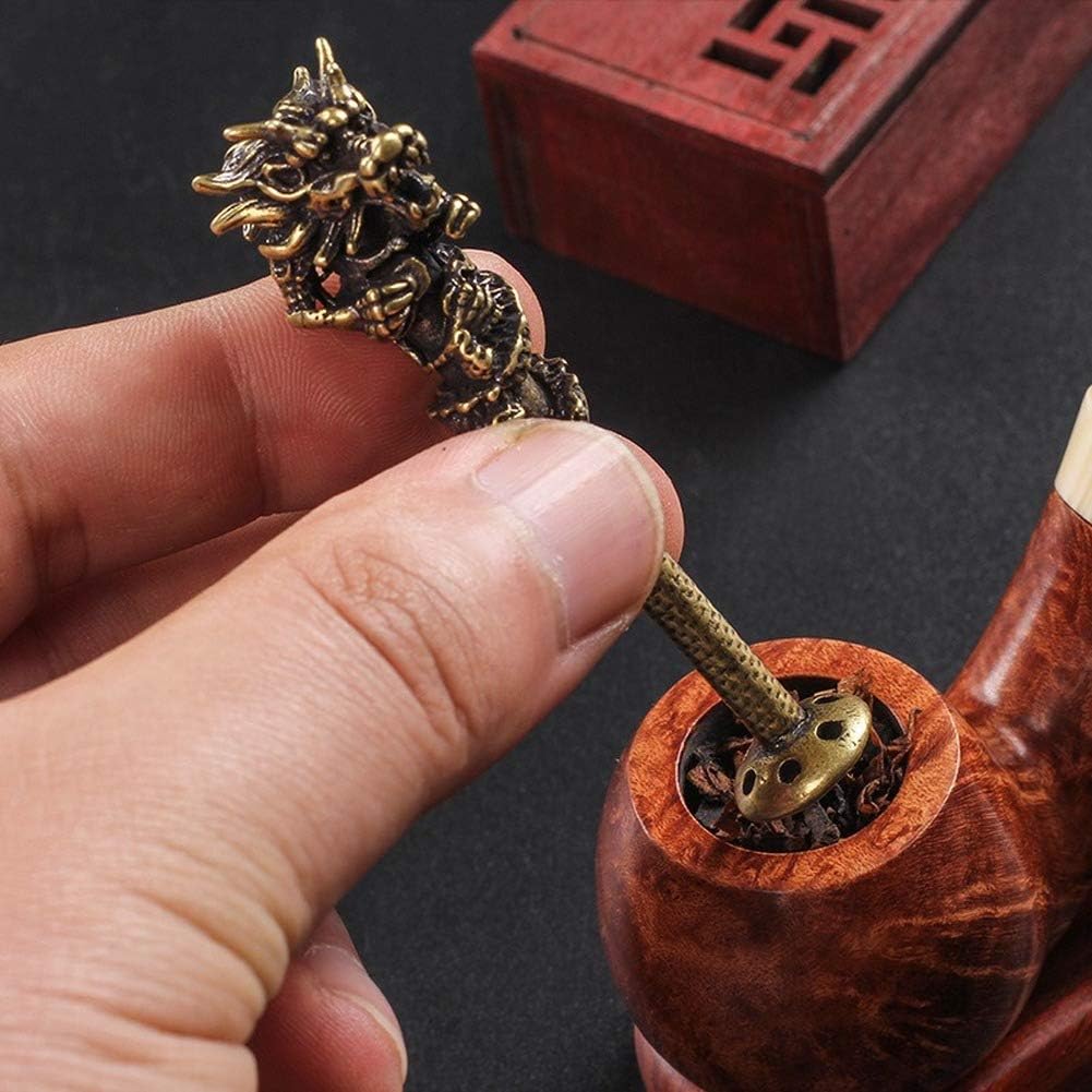 Herramienta de manipulación de pipas de tabaco, Retro Pokers Dragón tallado, 6 agujeros, accesorios de limpieza de pipas Tom’s Wheezes decoraciones